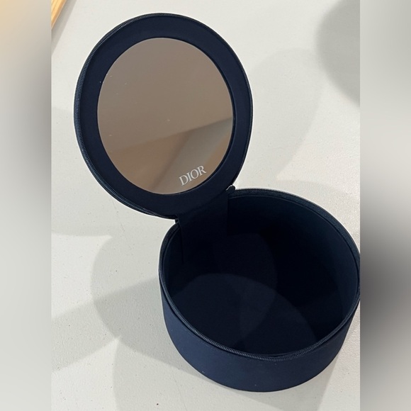 Brand New DIOR Vanity Pouch Makeup Zip Case Mirror Navy Travel NEW - Picture 6 of 11